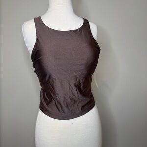 Athleta Purpose Crop Bra Brown Sleeveless Top Size Medium D-DD